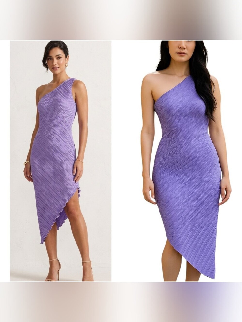 Kirious Los Angeles plissé one-shoulder dress asymmetrical hem Lilac Purple